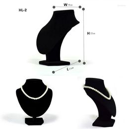 Jewellery Pouches Wholesale 22CM Hight Neck Bust Necklace Stand For Holder Black Velvet Display Standing Rack