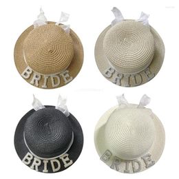 Wide Brim Hats Bride Straw Hat Pearl Boater Women Bridal Party Beach For Bachelorette Dropship