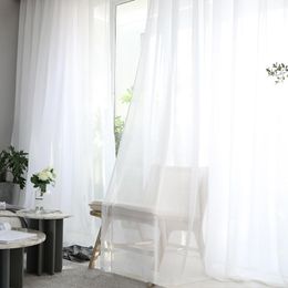 Curtain & Drapes White Tulle Sheer For Living Room Decoration Modern Chiffon Voile Drape Kitchen Bedroom Solid Color CurtainCurtain