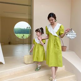 Family Matching Outfits Mother And Daughter Dress Baby Girls Clothing Summer Women's Clothing Krean Parent-Child Matching Mom And Me Equal Dresses 230506