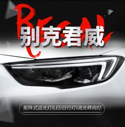 Automobile Front Head Lights For Buick Regal 20 17-20 19 Upgrade LED Daytime Running Light Matrix Laser Lens Signal Headlights