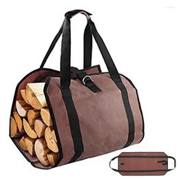 Storage Bags Wood Carrying Bag Fireplace Water-Resistant Canvas Firewood Carriers With Ergonomic Handles Open Pocket For Camping Log