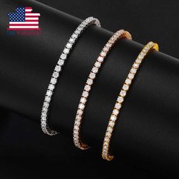 Local Us Stock Hot Sale Fine Jewellery 18k Gold Plated 925 Sterling Silver Vvs Moissanite Diamond Tennis Bracelet