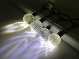 Keychains K9 Crystal LED Lamp Key Ring Basketball Football Chains Car Pendant Chain Gift For Child Husband