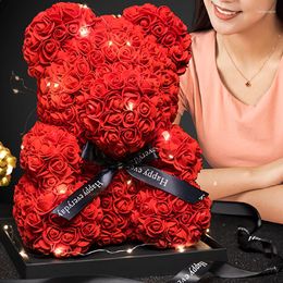 Decorative Flowers Rose Bear Flower Teddy Valentine's Day Gifts For Her Romantic Wedding Mother Anniversary Birthday Graduation