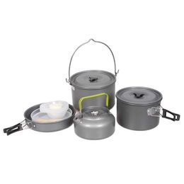 Camp Kitchen 5-7 person Outdoor Camping Cookware Set Picnic Bowl Kettle Pan Pot Set DS700 P230506