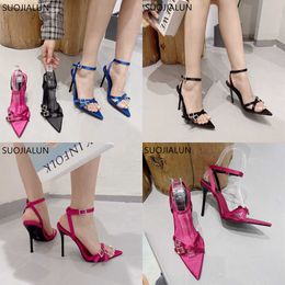 Sandals Summer New Brand Narrow Band Women Sandal Shoes Thin High Heel Pointed Toe Ankle Strap Ladies Sexy Dress Pumps Sh 230316