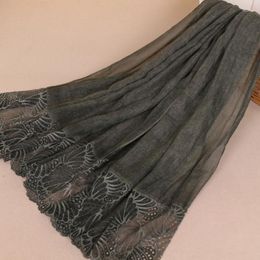 Scarves 120pcs/lot Fashion Cotton Lace Flower Print Muslim Scarf Shawl Pashmina/flower Hijab