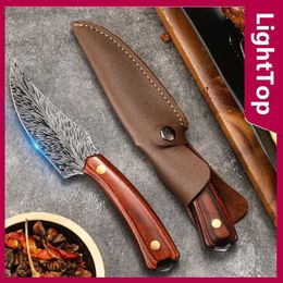 Camping Hunting Knives Meat Cleaver Multifunction Kitchen Tools Sharp Damascus Pattern Boning Knife Outdoor Knife Camping Knife Kitchen Knives P230506
