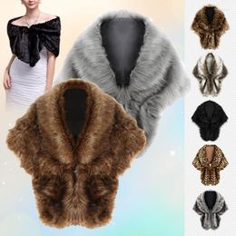 Women's Fur One Size Winter Cape Wedding Cloak Faux White/Black Shawl Wraps Women Formal Dress Shawls Imitation Hair Stoles