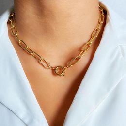 Choker Punk Metal Thick Chain Necklace Women's Trend Hip Hop Golden Chunky Collar Fashion Jewellery