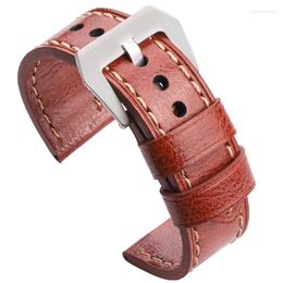 Watch Bands Handmade Watchbands 20mm 22mm 24mm Genuine Leather Women Men Bracelet Black Brown Wrist Band Strap Accessories