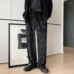 Men's Suits ZCSMLL Vintage Black Velvet Embossed Casual Pants Personality Trend Suit With Pockets Loose Wide Leg Trousers L