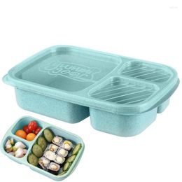 Dinnerware Sets Bento Lunch Box For Kids Microwave Safe Small Containers Heat Proof Organizers With 3 Grids School Workplace