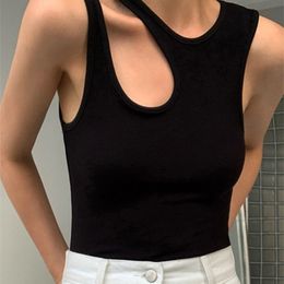 Women's T-Shirt Casual y2k White Cut Out Women's T Shirt Sleeveless Slim T Shirts Female Clothing Summer Fashion crop top women camisetas 230505