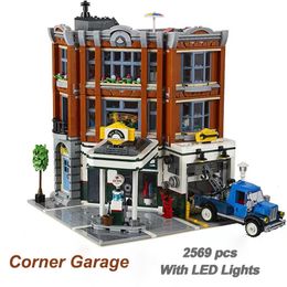 Blocks Corner Garage Building Bricks Toys with LED Light for kids birthday gift Compatible 10264 230506