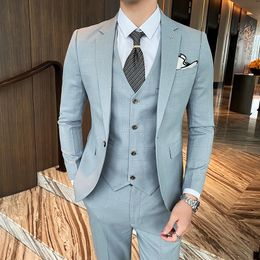 Men's Suits Blazers JacketVestPants British plaid men's suit jacket suit men's slim tuxedo jacket pants formal dinner/groom wedding dress 230506