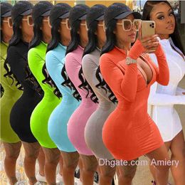 Womens Clothes Casual Dress Summer Zipper Solid Color Multiple Colors Available Sexy Slim Tight Ladies V Neck Sleeveless Bodycon Ladies Mini Dresses Women Skirt