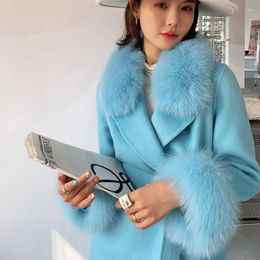 Scarves Real Fur Collar Cuffs Set Women Coat Decoration Winter Natural Thick Shawls And Wraps Neck Shawl