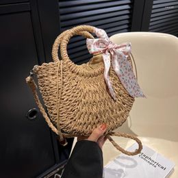 Evening Bags Woven Beach Straw Basket 2023 Summer Casual Small Handbag Fashion Women Shoulder Bag Bohemia Shopping Crossbody