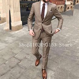 Men's Suits Blazers Brown Men Suits Slim Fit 2 Pieces Notched Lapel Business Formal Tuxedo Professional Grooms Wedding Dress Suit Costume Homme 230506