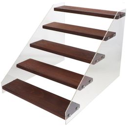 Dinnerware Sets 1 Set Acrylic Wood Display Stand 5 Tier Shelf Riser Organizer For Figures Models