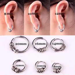 Hoop Earrings Fashion Punk Circles Pendientes Color Gold Black Stainless Steel Small Circle Charms Huggie Jewelry