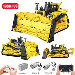 Blocks Remote Control Mechanical Bulldozer Building Model RC Technical Truck MOC Engineering Vehicle Bricks Big Car Toy For Boys 230506