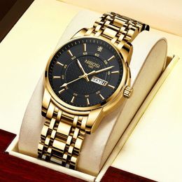 Wristwatches NIBOSI Gold Watch for Men Warterproof Sports Mens Top Brand Luxury Clock Male Business Quartz Wristwatch Relogio Masculino 230506