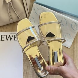 Designer slippers Fashion Sandals Women Slide Bling Rhinestone Pearl Flat Transparent Luxury Bathroom Hotel Resort Beach Shoes Slipper Slip Slides Toe Slides