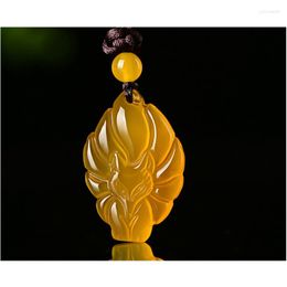 Pendant Necklaces Natural Multicolor Jade Nine-tailed Agate Nelace Fashion Charm Jewellery Carved Chalcedony Amulet Gifts For Women