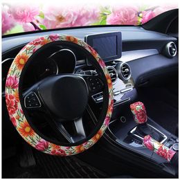 Steering Wheel Covers Women Girl Car For 37-38 CM 14.5"-15" Gear Shift Hand Brake Cover Anti-slip No Inner Ring M Size Wrap Cay