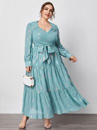 Plus size Dresses TOLEEN Women Plus Size Elegant Maxi Dresses Spring Autumn Luxury Designer Long Sleeve Sequin Turkish Party Evening Clothing 230506