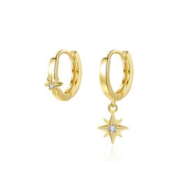 18k Gold Plated Super Sparkling Star Stud Asymmetric Earrings Women Fashion Luxury Brand 3A Zircon s925 Silver Earrings Charm Sexy Female Earrings High-end Jewelr