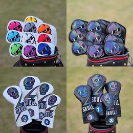 Other Golf Products Skull Golf Club Woods Head Cover Driver Fairway Hybrid #1 #3 #5 UT Blade Putter Covers Iron HeadcoversGolf Wood Protector J230506