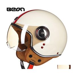 Motorcycle Helmets Helmet Chopper 3 4 Open Face Vintage Moto Casque Casco Capacete Men Women Scooter Motorbike Drop Delivery Mobiles Dh6Fa