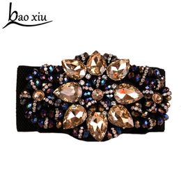 Belts Women Wide Elastic Belts brand Rhinestones Flower Belts Luxury Crystal Retro Girls jewelry Slim Waistband Belts accessories 230506