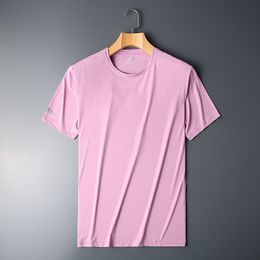 Summer Men Polo Ice Silk Crewneck Short Sleeves Men's Simple Quick Drying Breathable T-shirt Loose Casual Stretch Sports Top