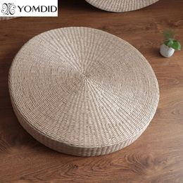 Cushion Decorative Pillow 30cm 40cm Tatami Cushion meditation cushions Round Straw Weave Handmade Floor Yoga Chair Seat Mat Home decor 230505