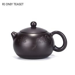 Teaware 120ml Chinese Yixing Purple Clay Teapot Raw Ore Black Mud Xishi Tea Pot Zisha Philtre Beauty Kettle Household Tea Set Accessories