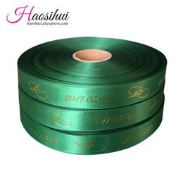 accessories 1''(26mm) Hot Sell Custom Printed Glitter Satin Ribbon Personalised Text Baby Shower and Wedding 100 yard/lot