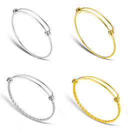 Bangle 20pcslot 316 Stainless Steel DIY Charm Bangle 50-65mm Jewellery Finding Expandable Adjustable Wire Bracelet Wholesale 230506