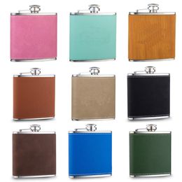 18/8 Stainless Steel 6oz Lasered Leatherette Hip Flask Foode Degree ,20 Colour Available ,LOGO Can Be Engraved