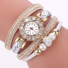 Womens Watches Luxury Gold Leather For Pearls Dress Creative Casual Bracelet Wristwatch Clock Gift Relogio Feminino 230506