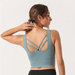 Yoga Outfit Sport Women Backless Solid Crop Top For Fitness Workout Bra Padded Push Up Breathable Running Wear