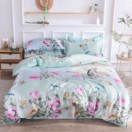 Bedding sets Bonenjoy PLA Cool Fibre Bedding Sets Queen King Size Floral Printed Duvet Cover Twin Bedclothes for Summer Double Bed Sheet Set 230506