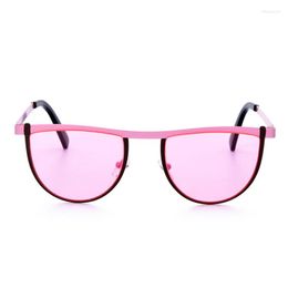 Sunglasses Fashion MEIRONG Half Moon Women Stainless Steel Frame Brand Designer Punk Party Men Glasses Tone