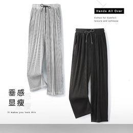 Men's Shorts Summer Loose Ice Silk Pants Drape 100KG Size Long Fat Casual Sports Wide Leg Straight Brand 230506