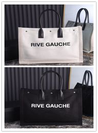 Designer Luxury WOMEN Noe Rive Gauche Logo Large Black Canvas Tote