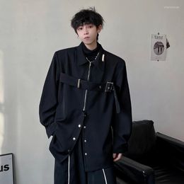 Men's Casual Shirts Spring And Autumn Thin Loose Shirt Coat Men Women Design Feeling Falling Black Minority Unique Long Sleeve